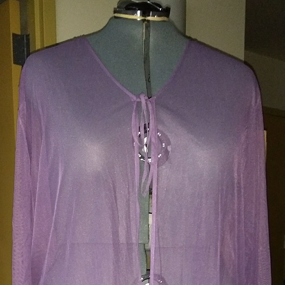 See-through lavender lace sleeve Duster